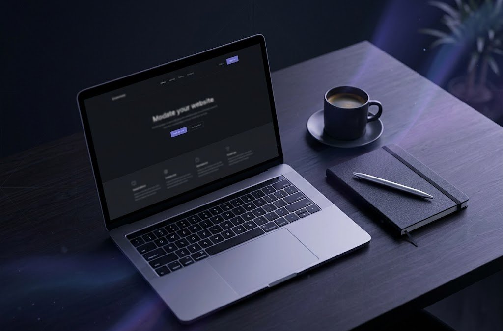 A polished website on a laptop at a tidy workspace